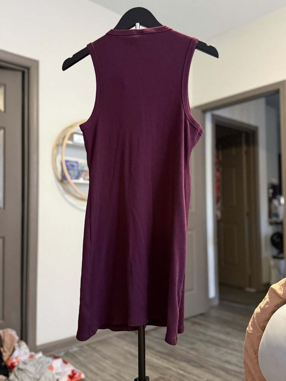 Wild Fable Button-Front Ribbed Dress Size L Maroon - Picture 2 of 3